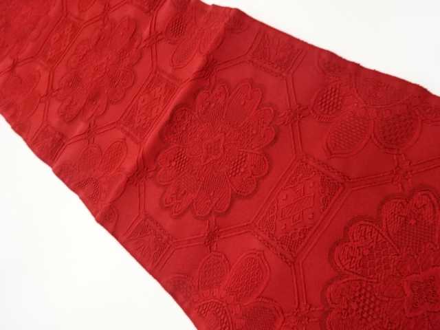 JAPANESE KIMONO / SETSURE SHOKUE HANA-MON PATTERN WOVEN NAGOYA OBI